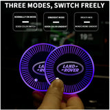 2pcs Land Rover Logo Car Water Coasters 7-color LED Light Cup Mat Holder