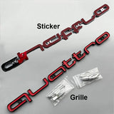 Audi Quattro Logo ABS Car Front Grille Emblem Badge Sticker Decal
