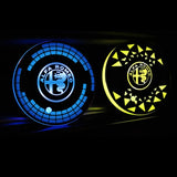 2pcs Alfa Romeo Logo Car Water Coasters 7-color LED Light Cup Mat Holder