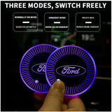 2pcs Ford Car Water Coasters 7-color LED Light Cup Mat Holder