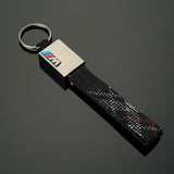 BMW M Power Car Keyring Metal Oxford Webbing Key Chain Holder Pendant