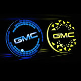 2pcs GMC Logo Car Water Coasters 7-color LED Light Cup Mat Holder