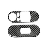 2pcs Carbon Fiber Car Window Lifting Key Panel Decorative Stickers Cover for Mini Cooper
