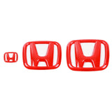 3Pcs Car Front Badge Rear Trunk Emblem Steering Wheel Center Sticker for Honda