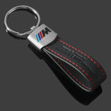 BMW M Power Car Logo Metal Leather Keyring Pendant Key Ring Keychain