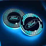 2pcs Ford Car Water Coasters 7-color LED Light Cup Mat Holder