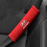 2pcs 21x6cm Hyundai Logo Suede Car Seat Safety Belt Pads Shoulder Protection Cover