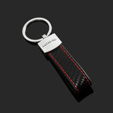 Mercedes Benz AMG Logo Metal Car Keychain Carbon Leather Keyring Pendant