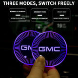 2pcs GMC Logo Car Water Coasters 7-color LED Light Cup Mat Holder