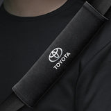 2pcs 21cm Toyota Logo Suede Car Seat Safety Belt Pads Shoulder Protection Cover