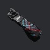 BMW M Power Car Keychain Oxford Webbing Metal Keyring
