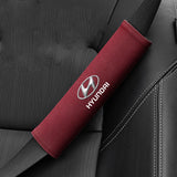 2pcs 21x6cm Hyundai Logo Suede Car Seat Safety Belt Pads Shoulder Protection Cover