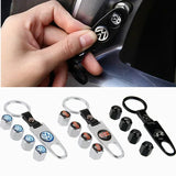 4pcs/set Volkswagen VW GTI S Racing Rline Logo Car Air Valve Stem Cap Auto Tyre Valve Covers with Keychain