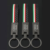 Audi Car Logo Leather Keychain Pendant Key Ring Holder