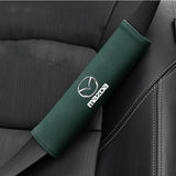 2pcs 21cm Mazda Logo Suede Car Seat Safety Belt Pads Shoulder Protection Cover