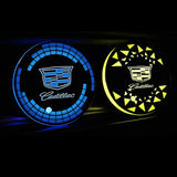 2pcs Cadillac Logo Car Water Coasters 7-color LED Light Cup Mat Holder
