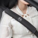 2pcs 33cm Nissan Logo Suede Car Seat Safety Belt Pads Shoulder Protection Cover
