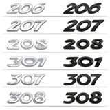 Peugeot 206 207 208 301 307 308 Metal Car Rear Sticker Trunk Letter Emblem Badge Decal