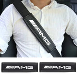 2pcs Mercedes Benz AMG Leather Car Seat Belt Pad Covers Shoulder Pads