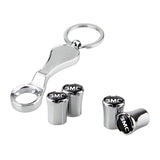 4pcs/set GMC Logo Car Air Valve Stem Caps Auto Tyre Valve Covers with Wrench