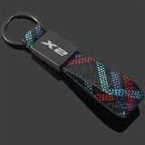 BMW X1 X2 X3 X4 X5 X6 X7 Logo Oxford Webbing Metal Car Keychain Keyring