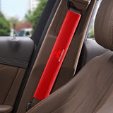 2pcs 33cm Mitsubishi Logo Suede Car Seat Safety Belt Pads Shoulder Protection Cover