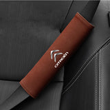 2pcs 21cm Citroen Logo Suede Car Seat Safety Belt Pads Shoulder Protection Cover