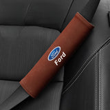 2pcs 21cm Ford Logo Suede Car Seat Safety Belt Pads Shoulder Protection Cover