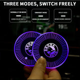 2pcs Skoda Logo Car Water Coasters 7-color LED Light Cup Mat Holder
