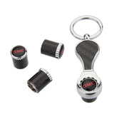 4pcs/set GMC Logo Carbon Fiber Car Air Valve Stem Caps Auto Tyre Valve Covers with Wrench