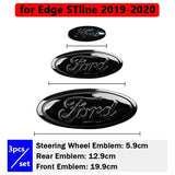 3pcs Stainless Steel Car Steering Wheel Sticker Auto Front Head Decal Rear Emblem Badge for Ford Focus Edge STline Territory Mondeo TAURUS Escort Everest Decoration
