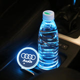 2pcs Audi RS S Line S4 S5 S6 S7 Logo Car Water Coasters 7-color LED Light Cup Mat Holder