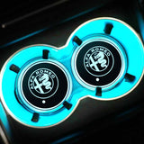 2pcs Alfa Romeo Logo Car Water Coasters 7-color LED Light Cup Mat Holder
