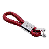 Ford Mustang Logo PU Leather Braided Rope Car Keychain