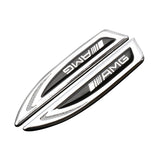 2pcs Mercedes Benz AMG Logo Metal Car Fender Side Sticker Decal Emblem Badge