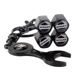 4pcs/set Nissan Nismo GTR Logo Car Air Valve Stem Cap Auto Tyre Valve Covers with Wrench