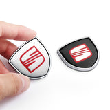 2pcs 39x39mm SEAT Shield Metal Car Window Sticker Emblem Badge Decal