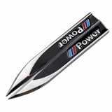 2pcs BMW M Power Logo Metal Car Side Fender Sticker Emblem Badge Decal Decoration