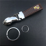 Cadillac Leopard PU Leather Car Keychain Key Ring Pendant