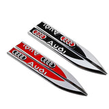 2pcs Audi Sline Quattro Logo Metal Car Side Fender Sticker Emblem Badge Decal Decoration