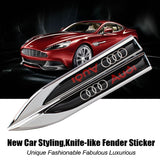 2PCS Audi Sline Logo Metal Car Side Fender Sticker Emblem Badge