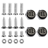 4pcs/set Mercedes Benz AMG Brabus Smart Logo Stainless Steel Car License Plate Bolts