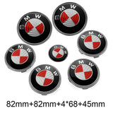 7PCS BMW 1 3 5 7 Series Car Front Hood Sticker Rear Emblem Badge Car Steering Wheel Sticker Wheel Center Hub Cap