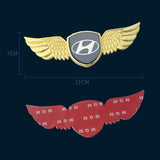 Hyundai Logo Metal Wings Car Front Hood Bonnet Center Sticker Emblem