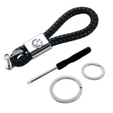Ford Mustang Logo PU Leather Braided Rope Car Keychain