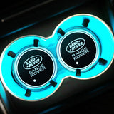 2pcs Land Rover Logo Car Water Coasters 7-color LED Light Cup Mat Holder