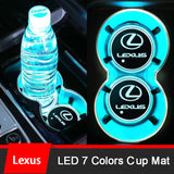 2pcs Lexus Logo Car Water Coasters 7-color LED Light Cup Mat Holder