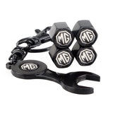 4pcs/set MG Logo Car Air Valve Stem Cap Auto Tyre Valve Covers with Wrench