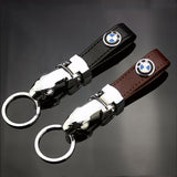BMW Car Logo Leopard Head PU Leather Keychain Key Pendant