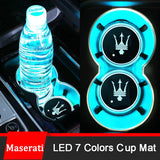 2pcs Maserati Logo Car Water Coasters 7-color LED Light Cup Mat Holder